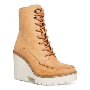 COOL PLANET BY STEVE MADDEN Womens Beige 1" Platform Marsh Wedge Booties 9.5 M